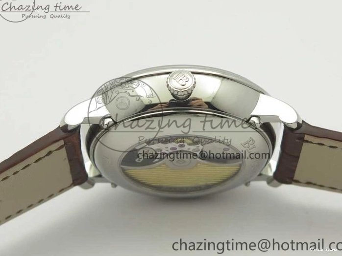 0712 Upgraded Villeret Quantième Complet 8 Jours SS Complicated Function OMF 1:1 Best Edition White Dial on Brown Leather Strap A 7983